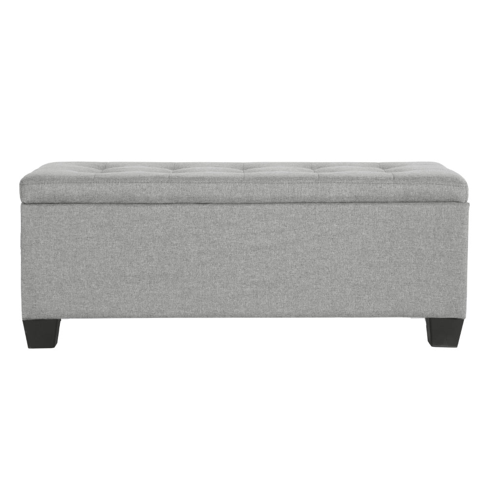Faux Linen Fabric Storage Ottoman 97cm - Light Grey - Homecoze