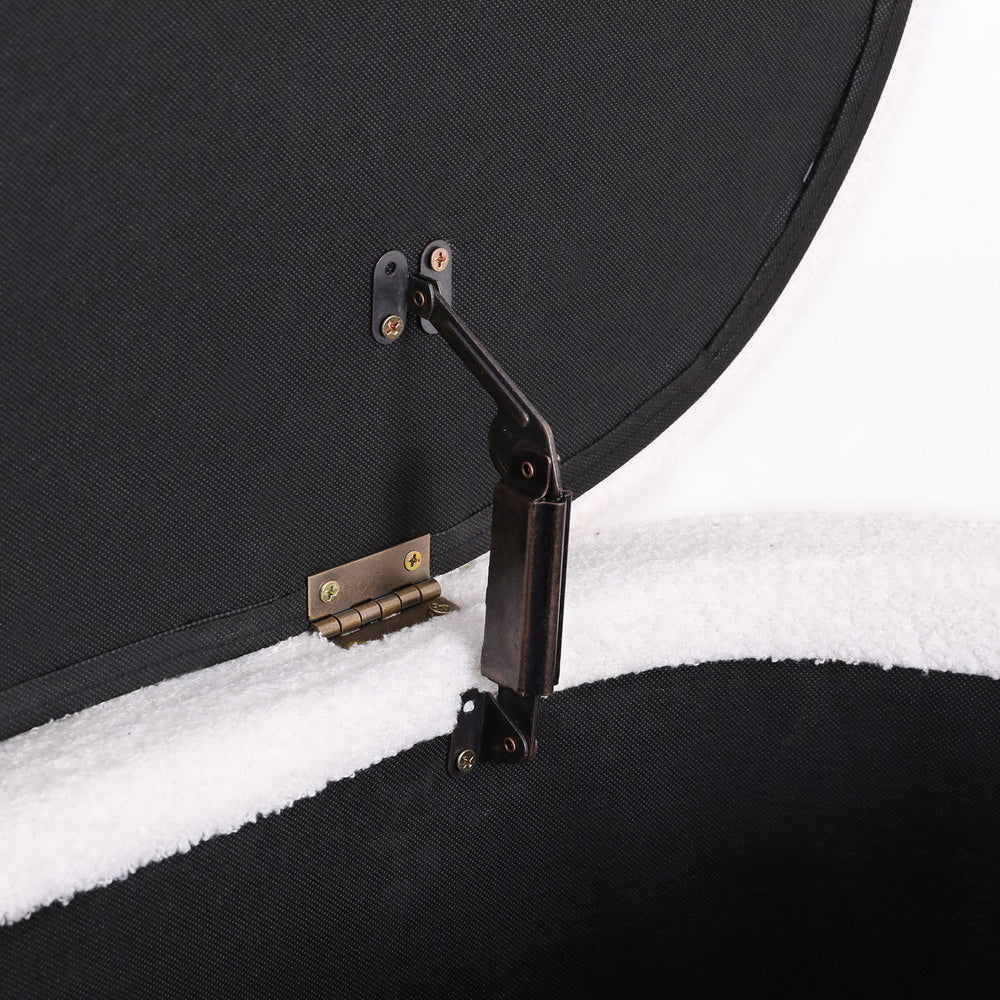 Boucle Ottoman Oval Blanket Box 87cm - White - Homecoze