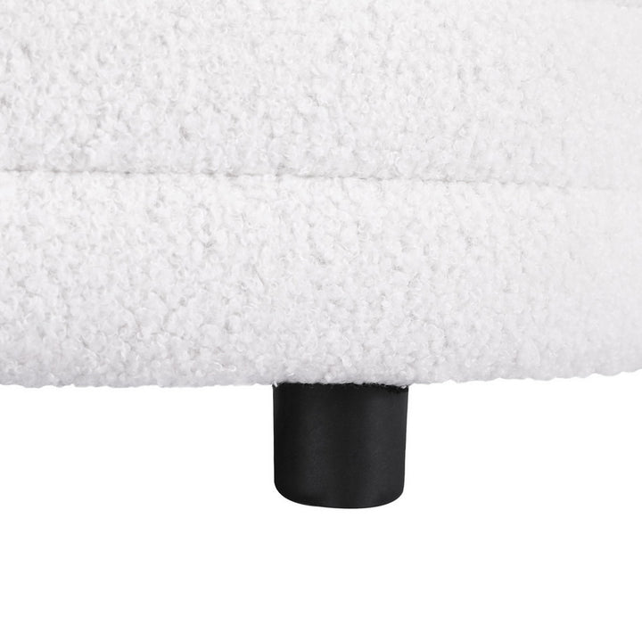 Boucle Ottoman Oval Blanket Box 87cm - White - Homecoze