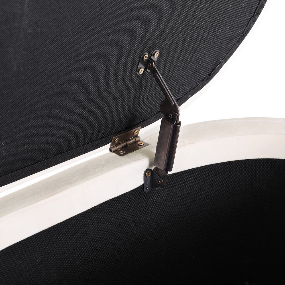 Artiss Storage Ottoman Blanket Box 87cm Velvet Oval White - Homecoze