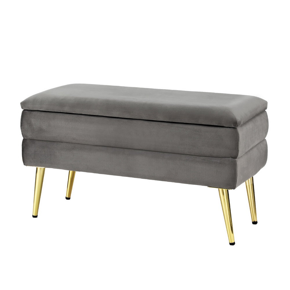 Artiss Ottoman Storage Foot Stool Velvet Grey - Homecoze