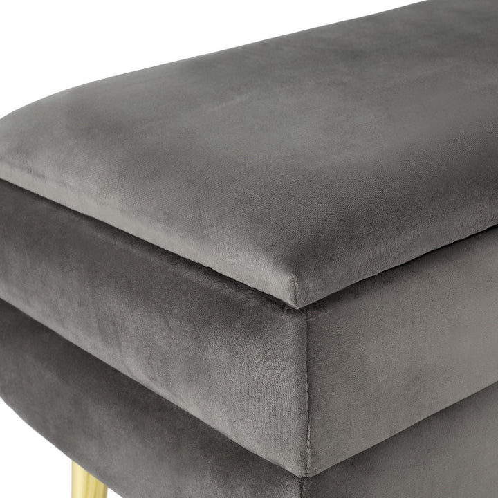 Artiss Ottoman Storage Foot Stool Velvet Grey - Homecoze