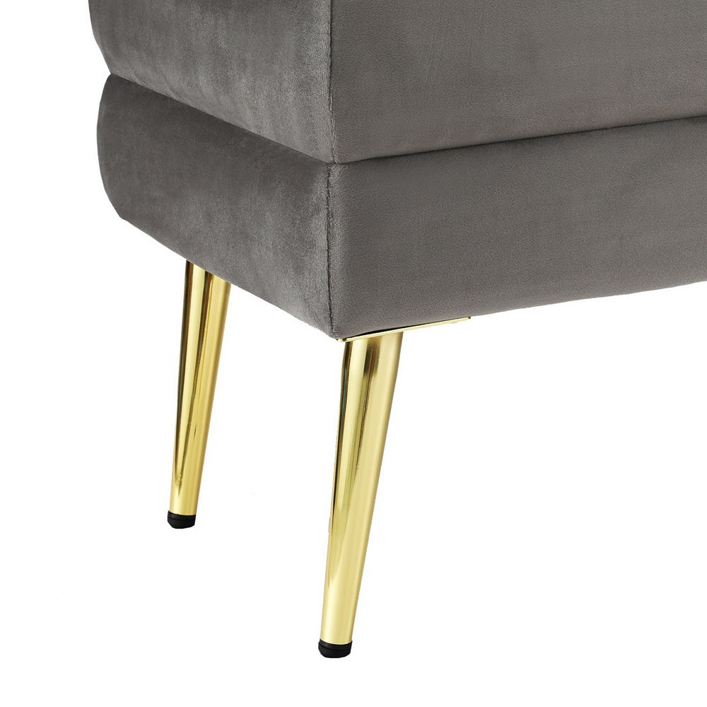 Artiss Ottoman Storage Foot Stool Velvet Grey - Homecoze