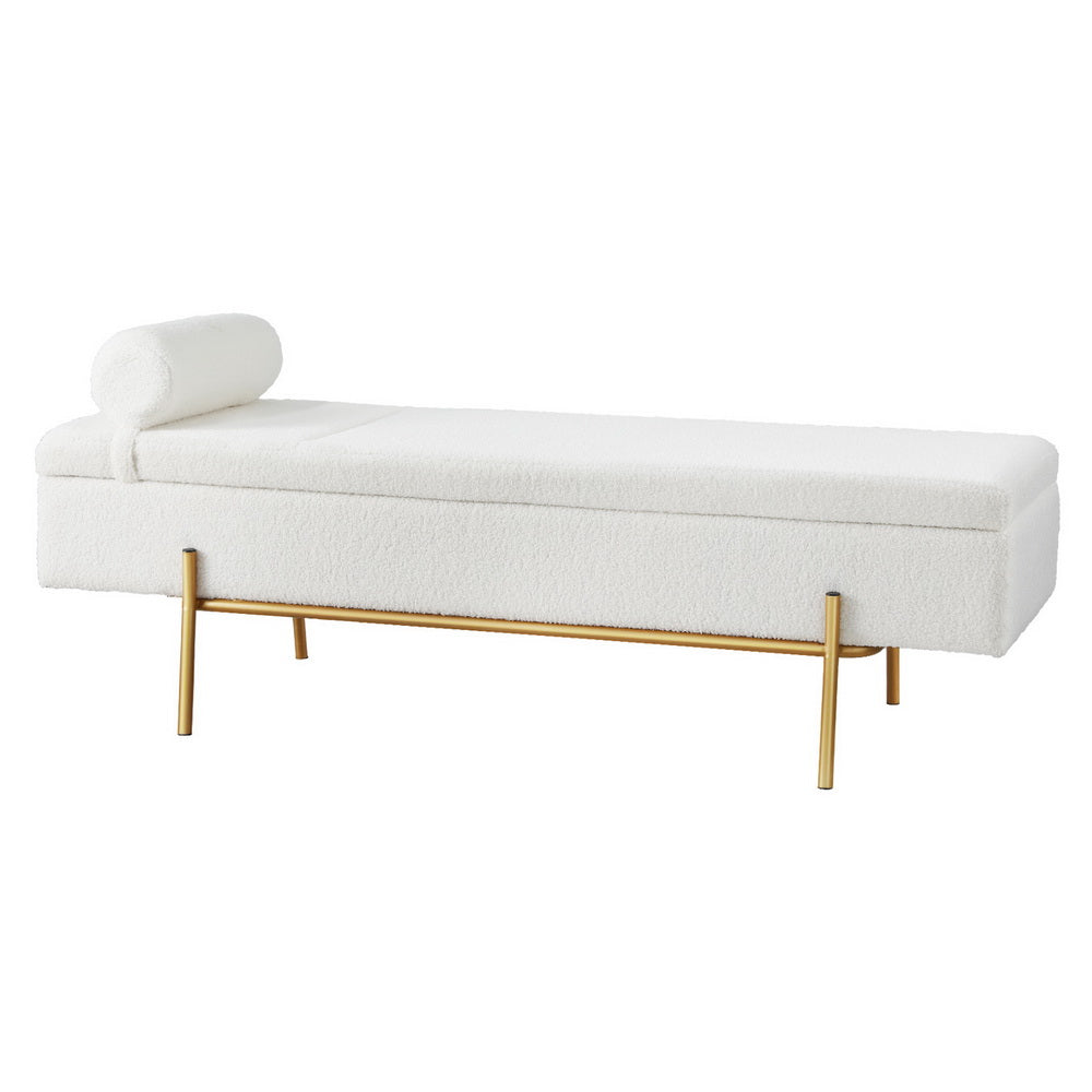 Artiss Storage Ottoman Bed 140cm Pillow Boucle Fabric - Homecoze