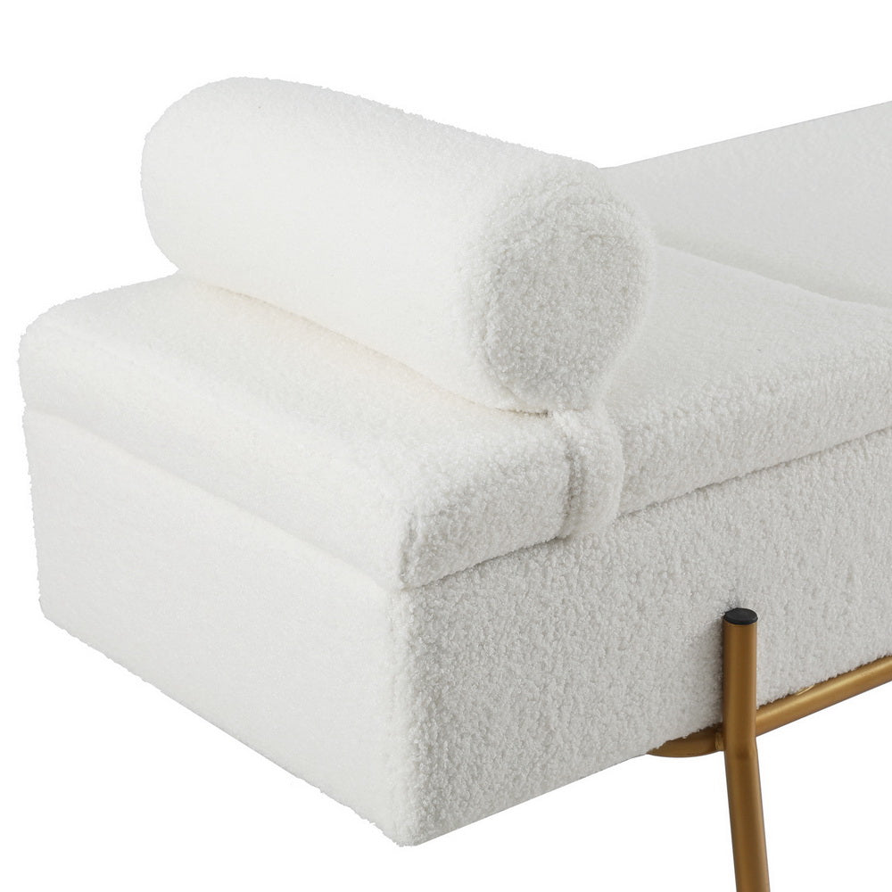 Artiss Storage Ottoman Bed 140cm Pillow Boucle Fabric - Homecoze