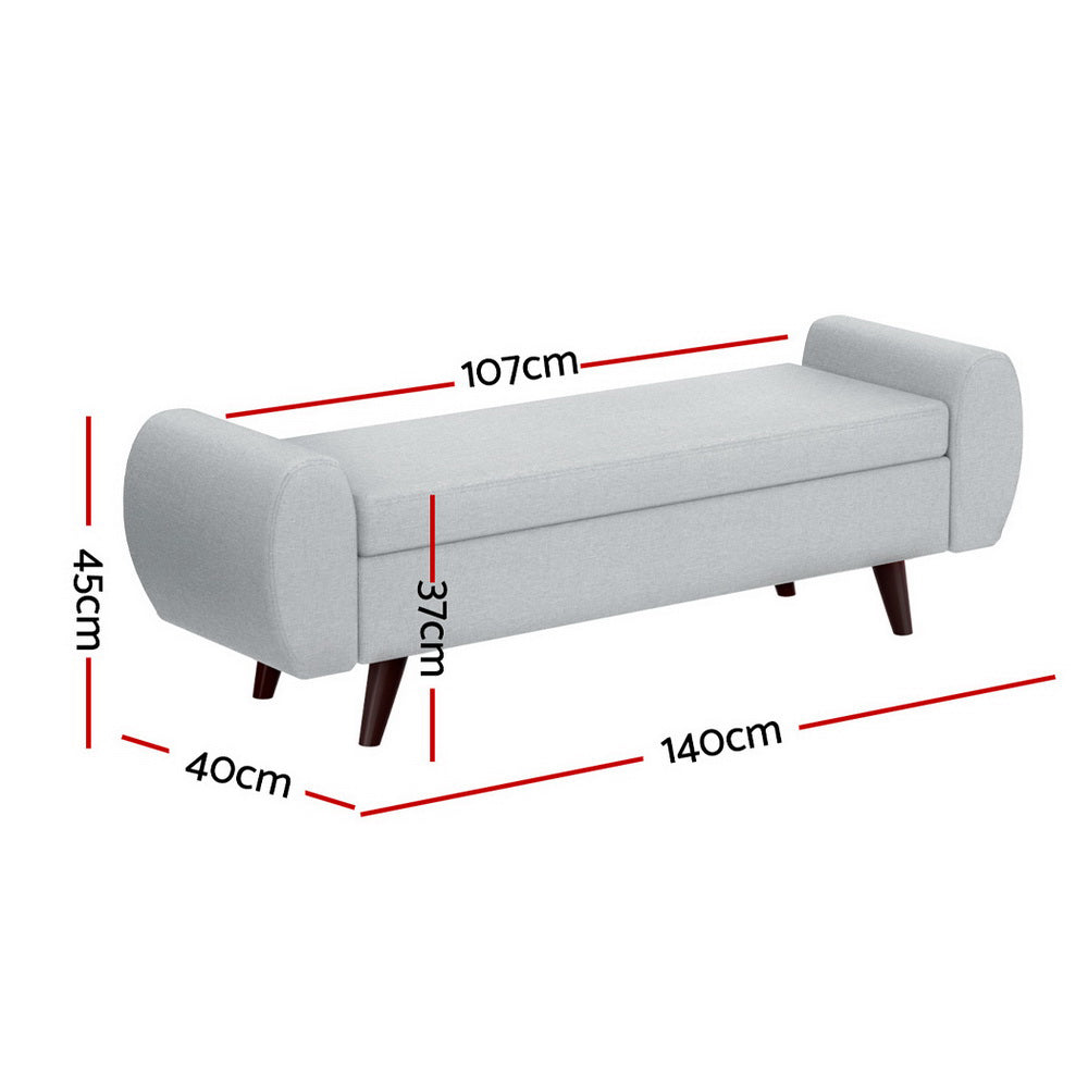 Artiss Storage Ottoman Blanket Box Armrest 140cm Grey - Homecoze