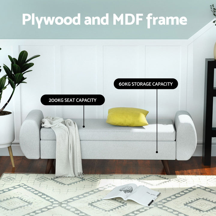 Artiss Storage Ottoman Blanket Box Armrest 140cm Grey - Homecoze