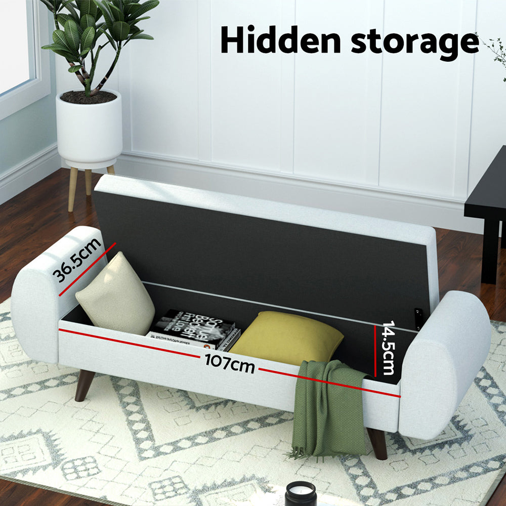 Artiss Storage Ottoman Blanket Box Armrest 140cm Grey - Homecoze
