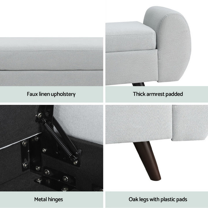 Artiss Storage Ottoman Blanket Box Armrest 140cm Grey - Homecoze