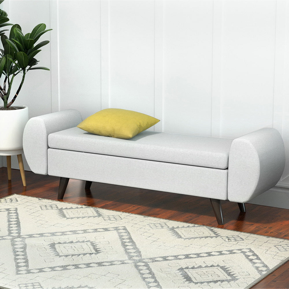 Artiss Storage Ottoman Blanket Box Armrest 140cm Grey - Homecoze