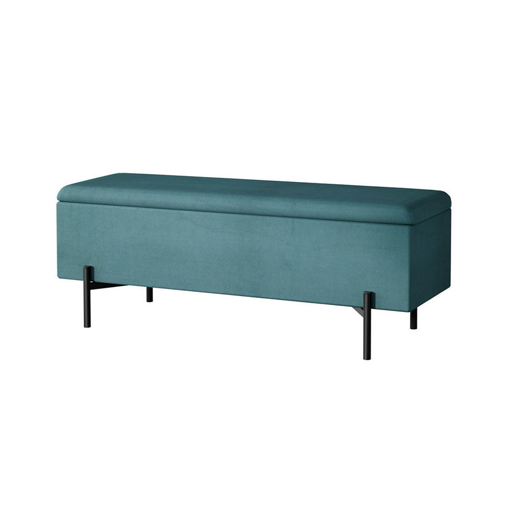 Velvet Storage Ottoman Blanket Box 140cm - Green - Homecoze