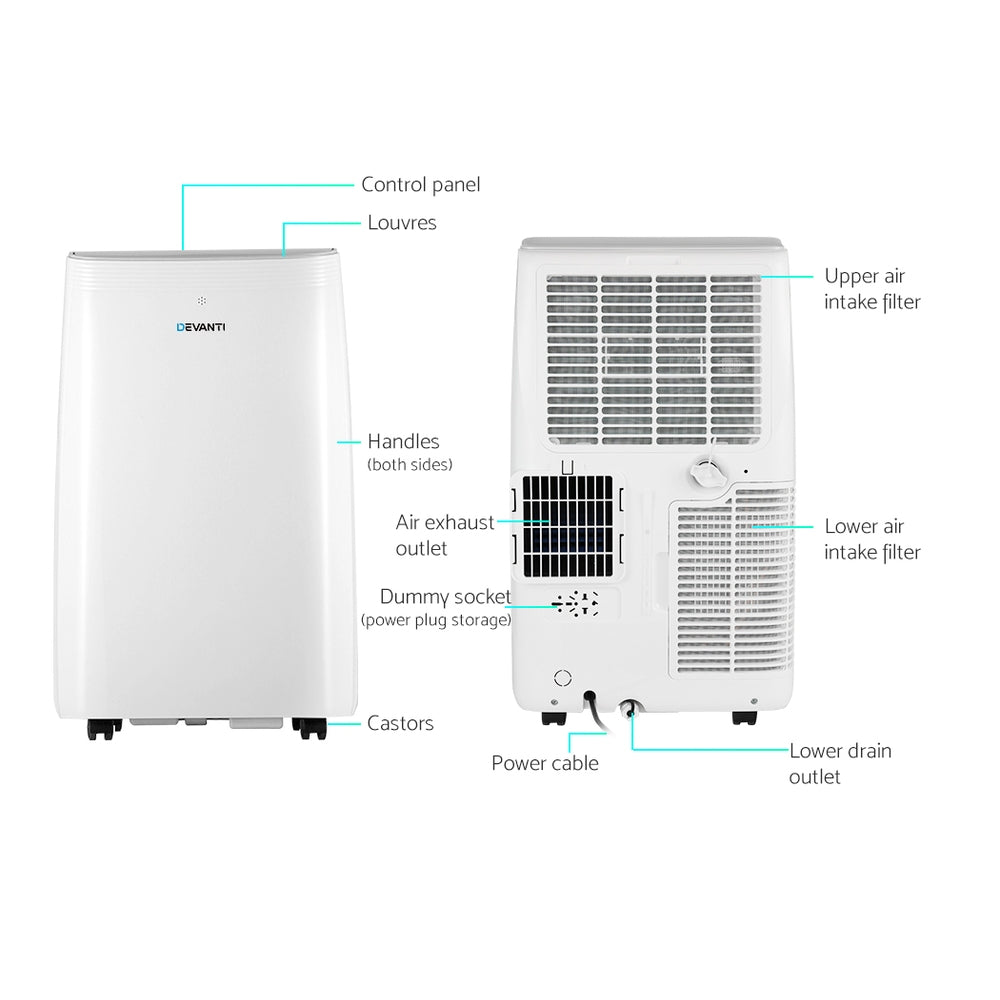 3500W Portable Air Conditioner with 2-Speed Fan & Dehumidifier - Homecoze