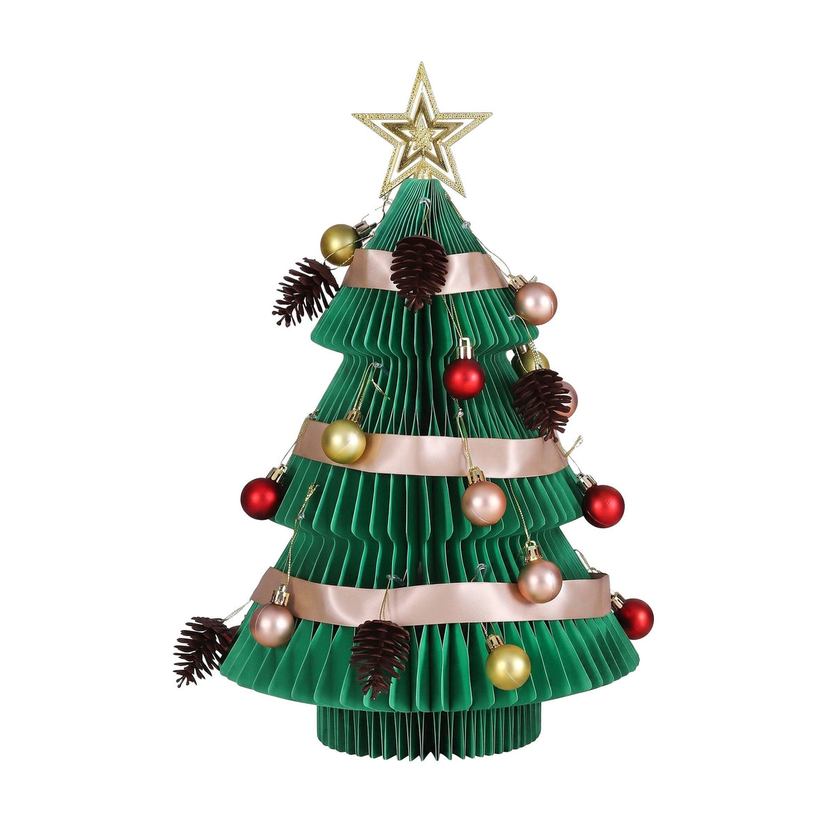 Jingle Jollys Paper Christmas Tree 47CM w/ Star Topper Xmas Decor Tabletop Green DIY Ornament Set - Homecoze