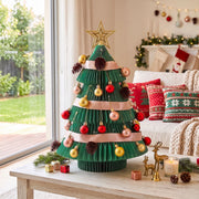 Jingle Jollys Paper Christmas Tree 61CM w/ Star Topper Xmas Decor Tabletop Green DIY Ornament Set - Homecoze