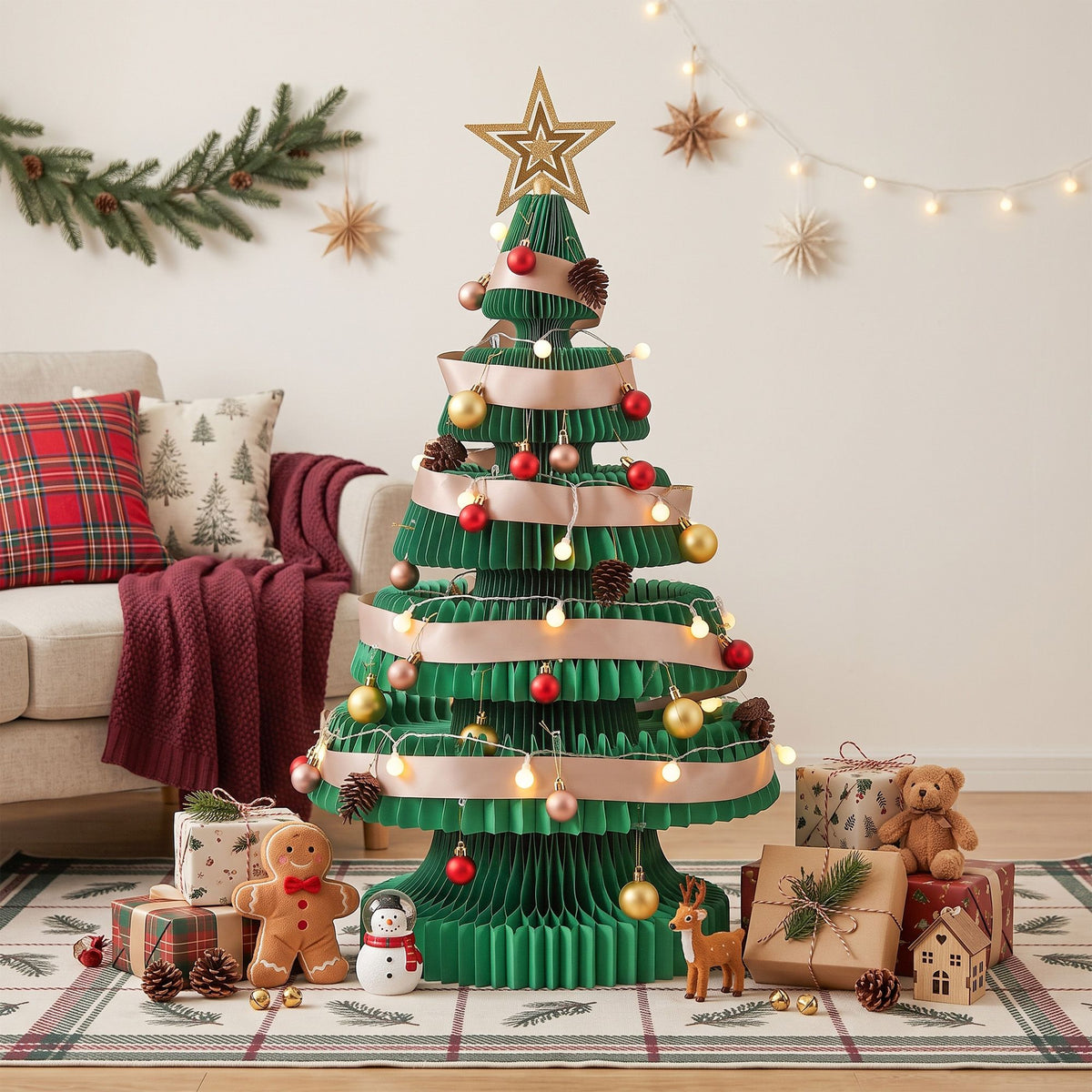 Jingle Jollys 87cm Foldable Christmas Tree With Lights Pop Up Xmas Tree Decorations - Homecoze