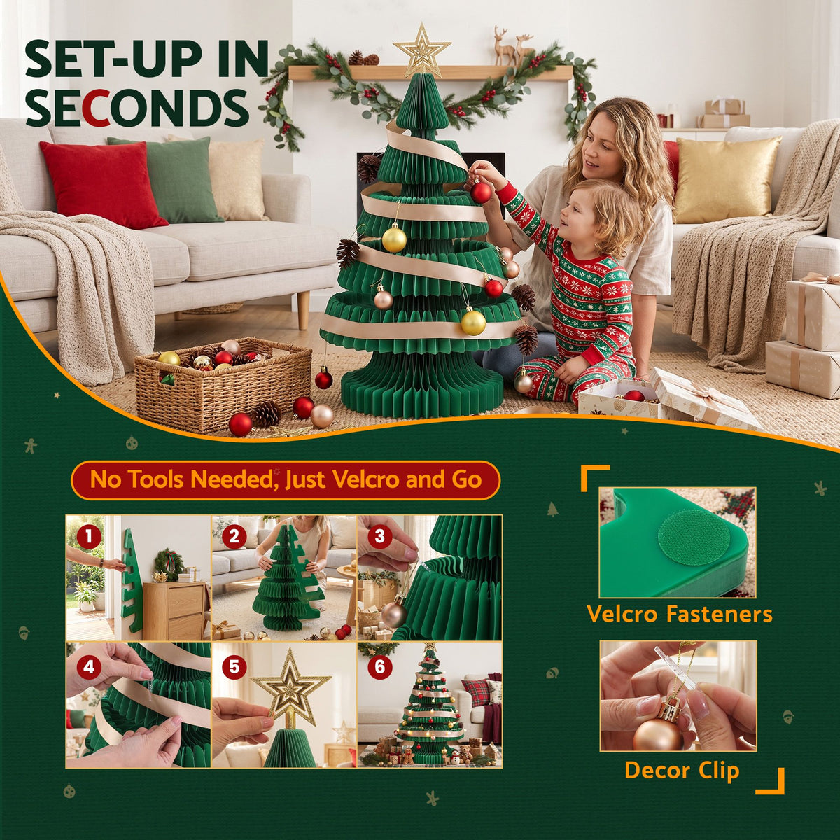 Jingle Jollys 87cm Foldable Christmas Tree With Lights Pop Up Xmas Tree Decorations - Homecoze