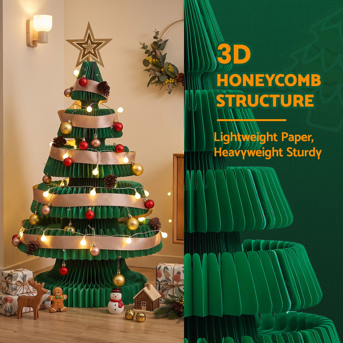 Jingle Jollys 87cm Foldable Christmas Tree With Lights Pop Up Xmas Tree Decorations - Homecoze