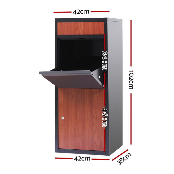 Lockable Parcel Drop Box Letterbox - Black & Brown - Homecoze