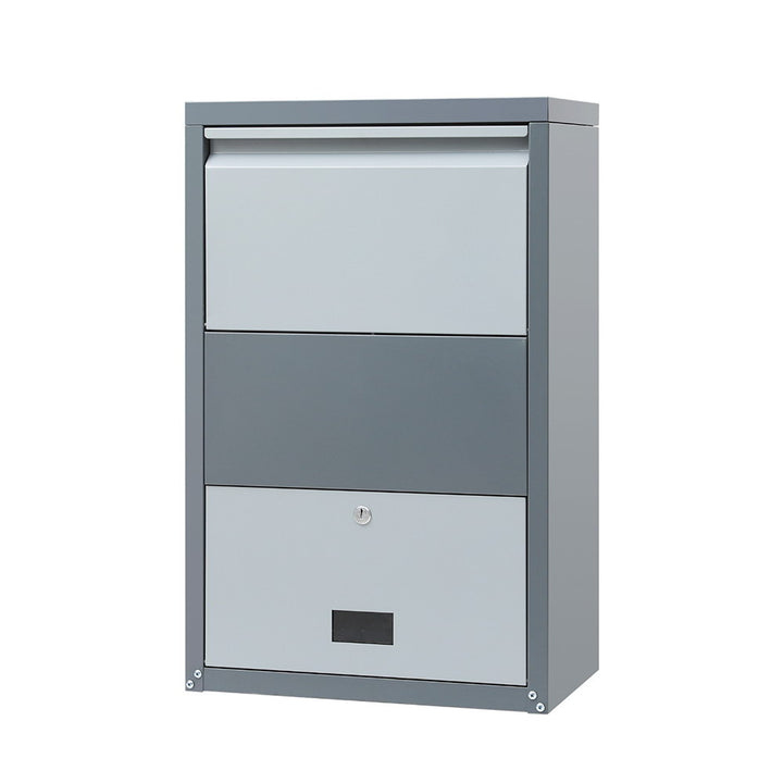Lockable Parcel Drop Box Letterbox - Grey - Homecoze