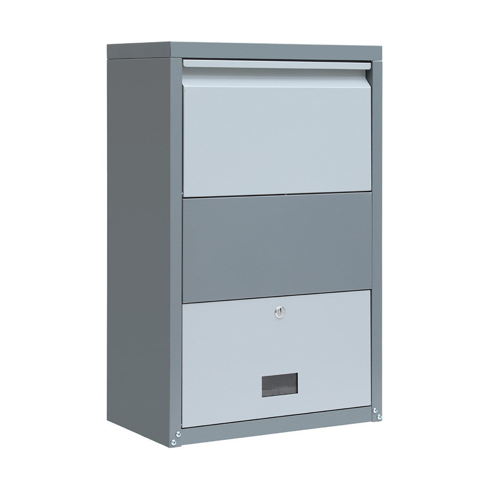 Lockable Parcel Drop Box Letterbox - Grey - Homecoze