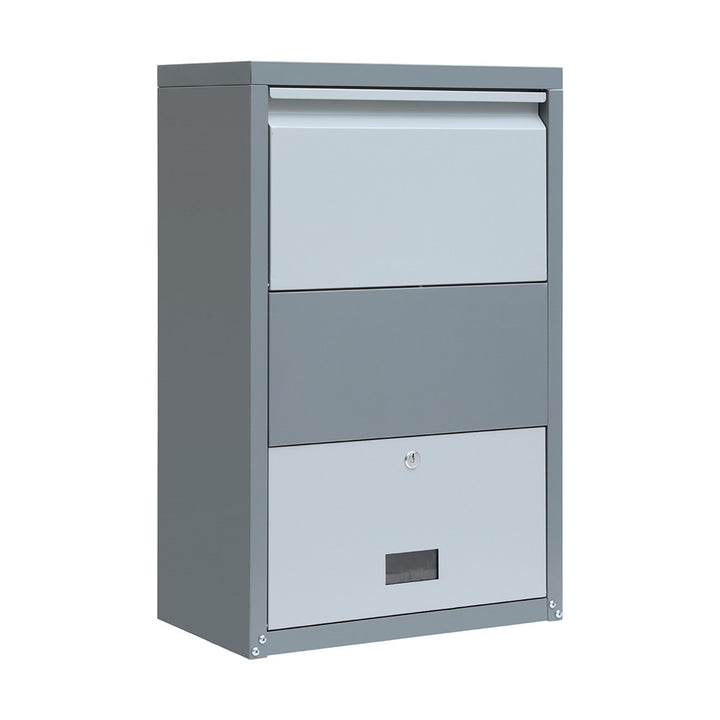 Lockable Parcel Drop Box Letterbox - Grey - Homecoze