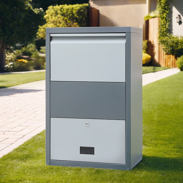 Lockable Parcel Drop Box Letterbox - Grey - Homecoze
