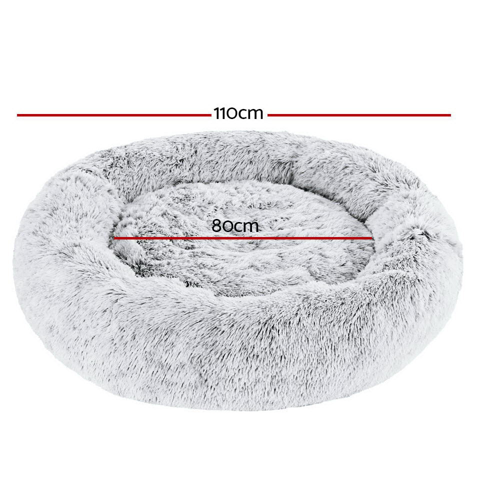 Extra Large Plush Pet Bed 110cm - Light Charcoal