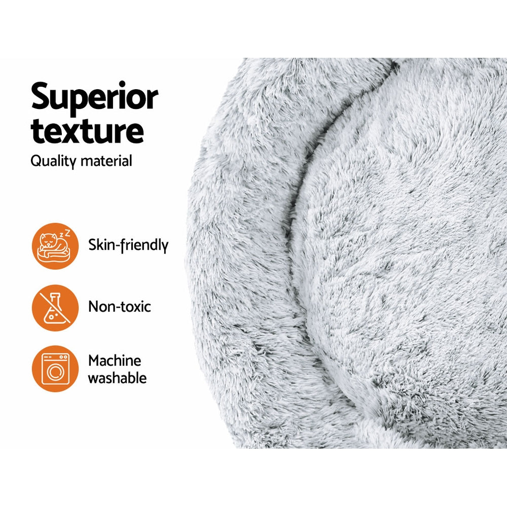 Extra Large Plush Pet Bed 110cm - Light Charcoal - Homecoze