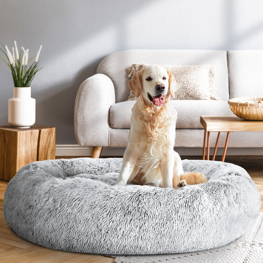 Extra Large Plush Pet Bed 110cm - Light Charcoal