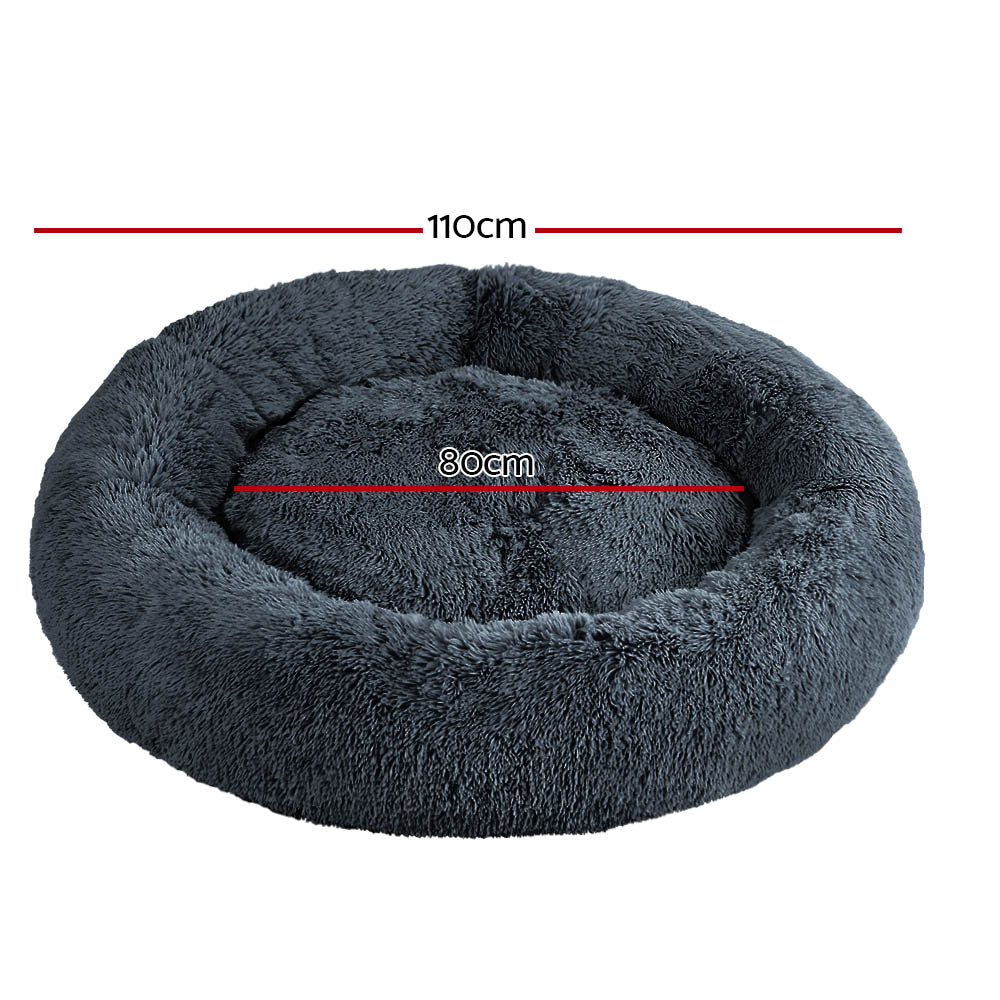 Extra Large Plush Pet Bed 110cm - Dark Grey