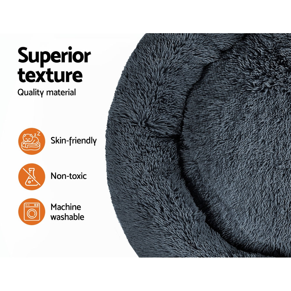Extra Large Plush Pet Bed 110cm - Dark Grey - Homecoze