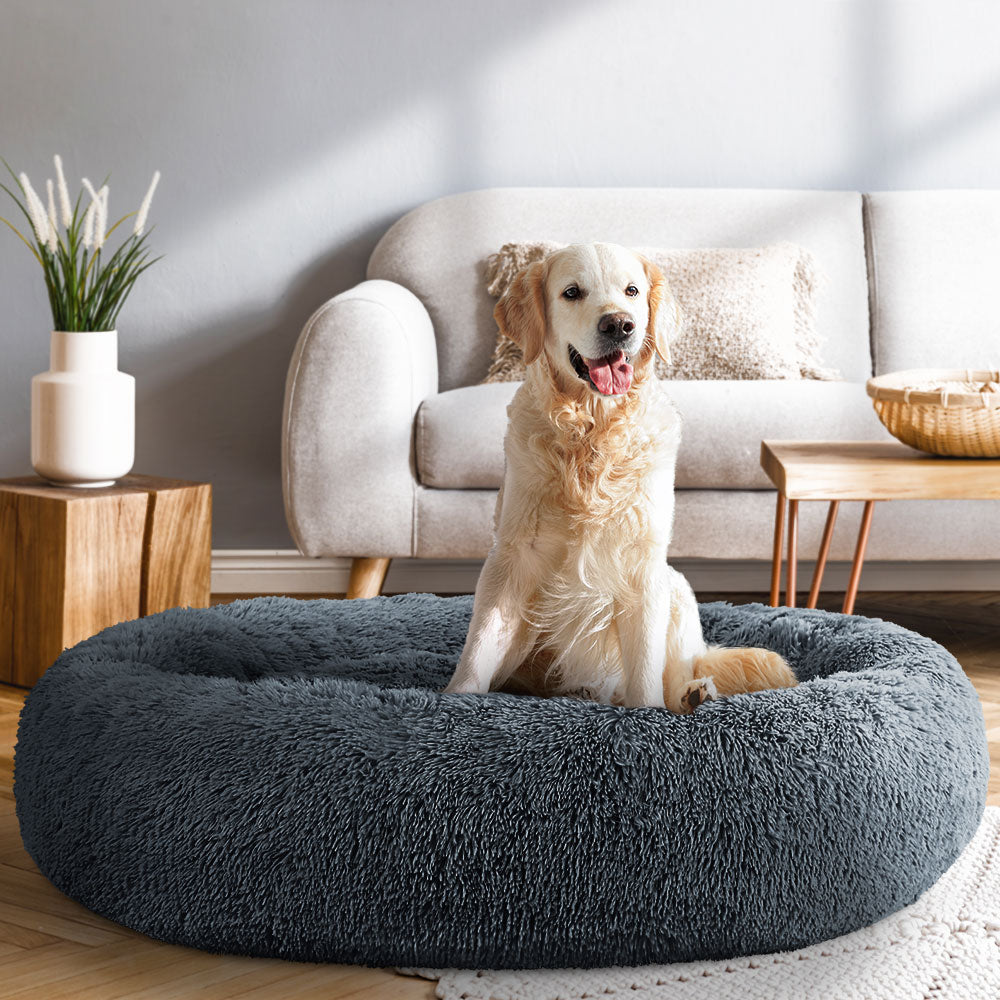 Extra Large Plush Pet Bed 110cm - Dark Grey - Homecoze