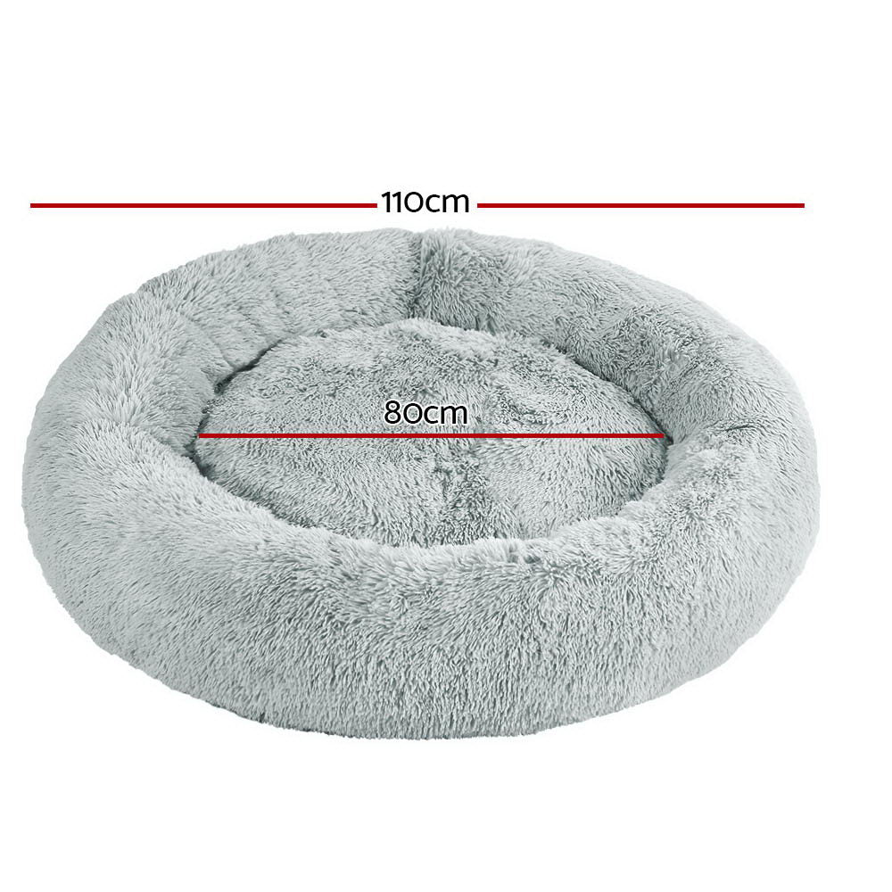 Extra Large Plush Pet Bed 110cm - Light Grey - Homecoze
