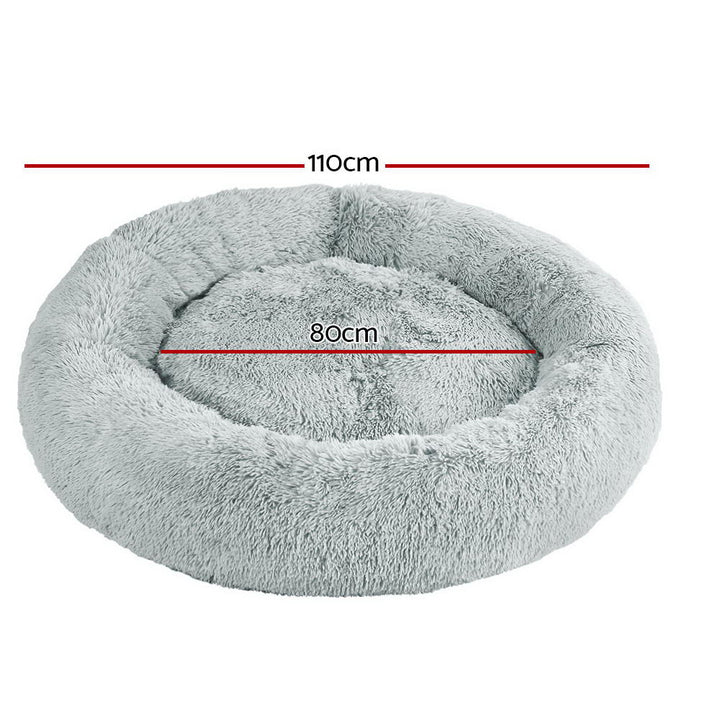 Extra Large Plush Pet Bed 110cm - Light Grey