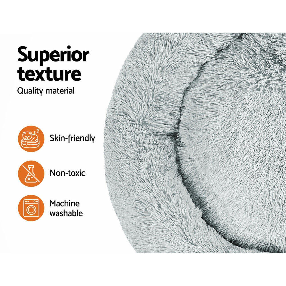 Extra Large Plush Pet Bed 110cm - Light Grey