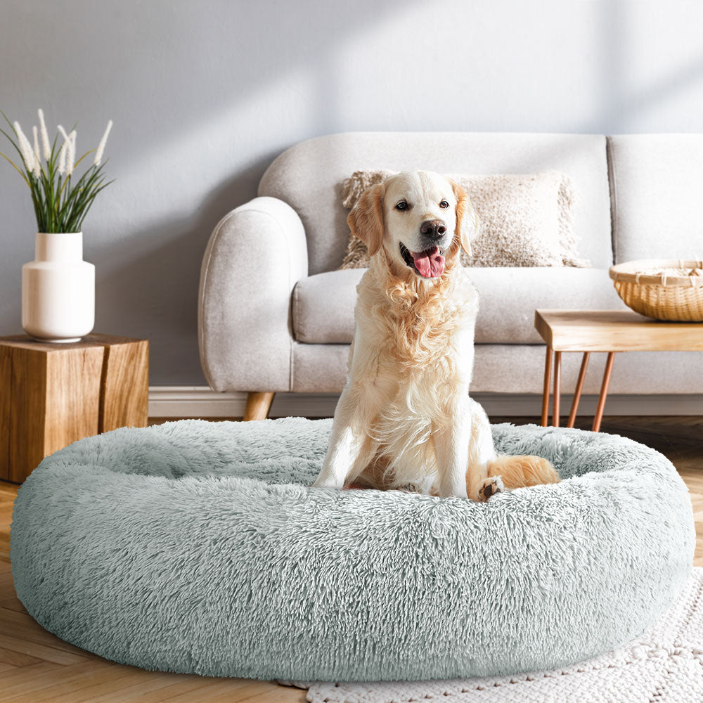 Extra Large Plush Pet Bed 110cm - Light Grey - Homecoze