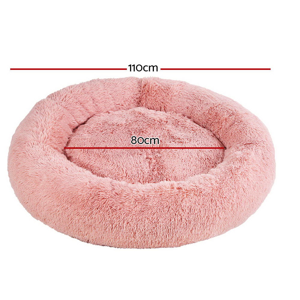 Extra Large Plush Pet Bed 110cm - Pink - Homecoze