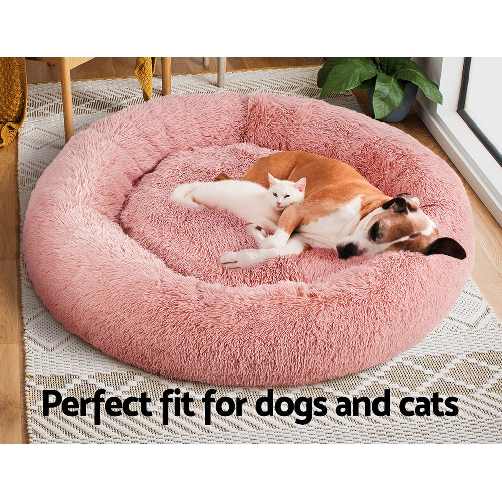 Extra Large Plush Pet Bed 110cm - Pink - Homecoze