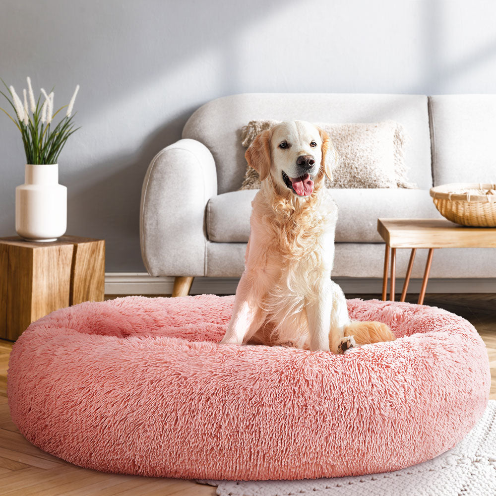 Extra Large Plush Pet Bed 110cm - Pink - Homecoze