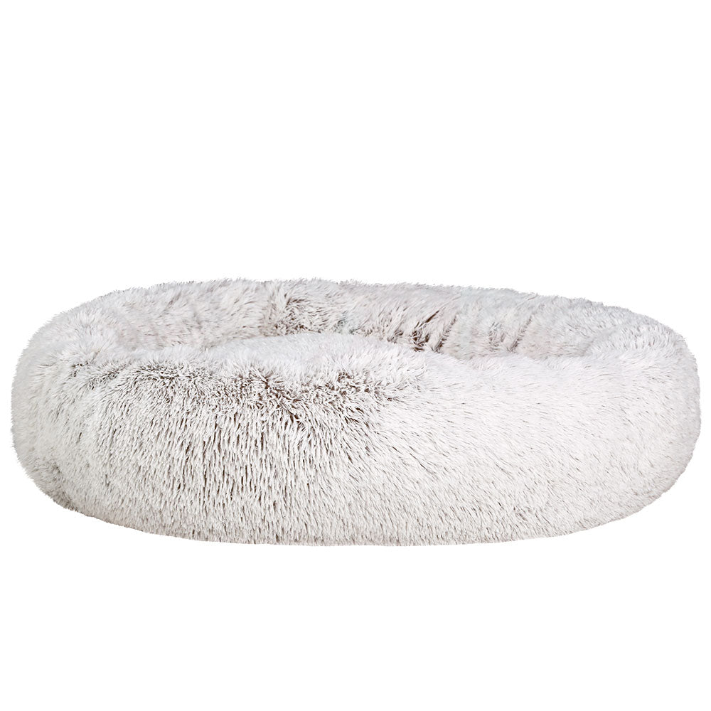 Extra Large Plush Pet Bed 110cm - White/Brown - Homecoze