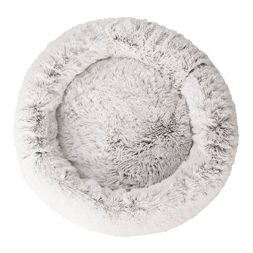 Extra Large Plush Pet Bed 110cm - White/Brown - Homecoze