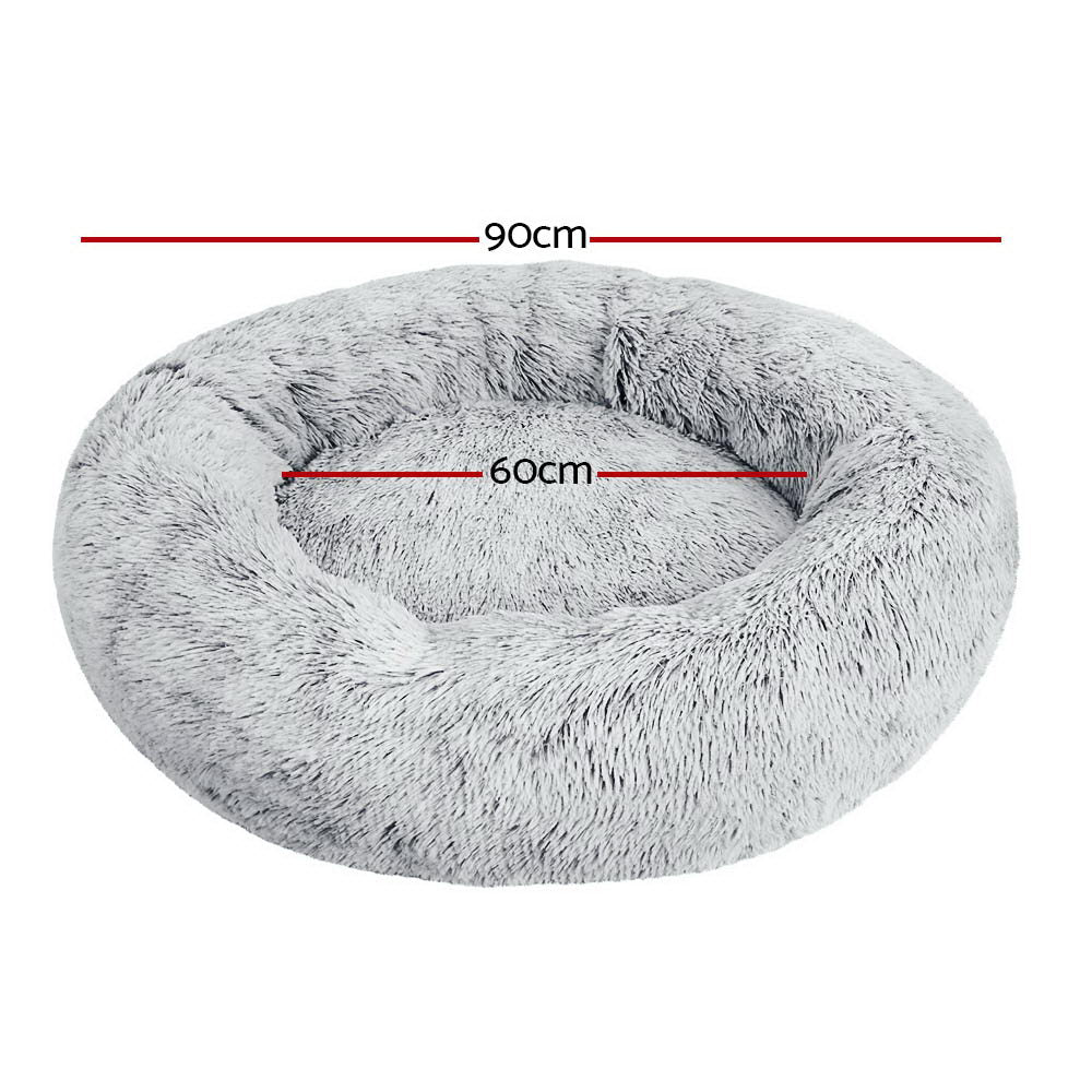 Large Plush Pet Bed 90cm - Light Charcoal - Homecoze