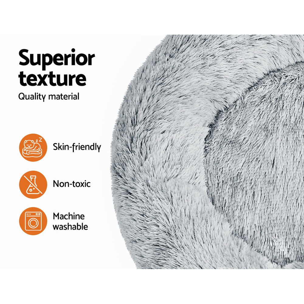 Large Plush Pet Bed 90cm - Light Charcoal - Homecoze