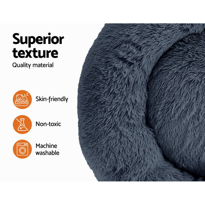 Large Plush Pet Bed 90cm - Dark Grey