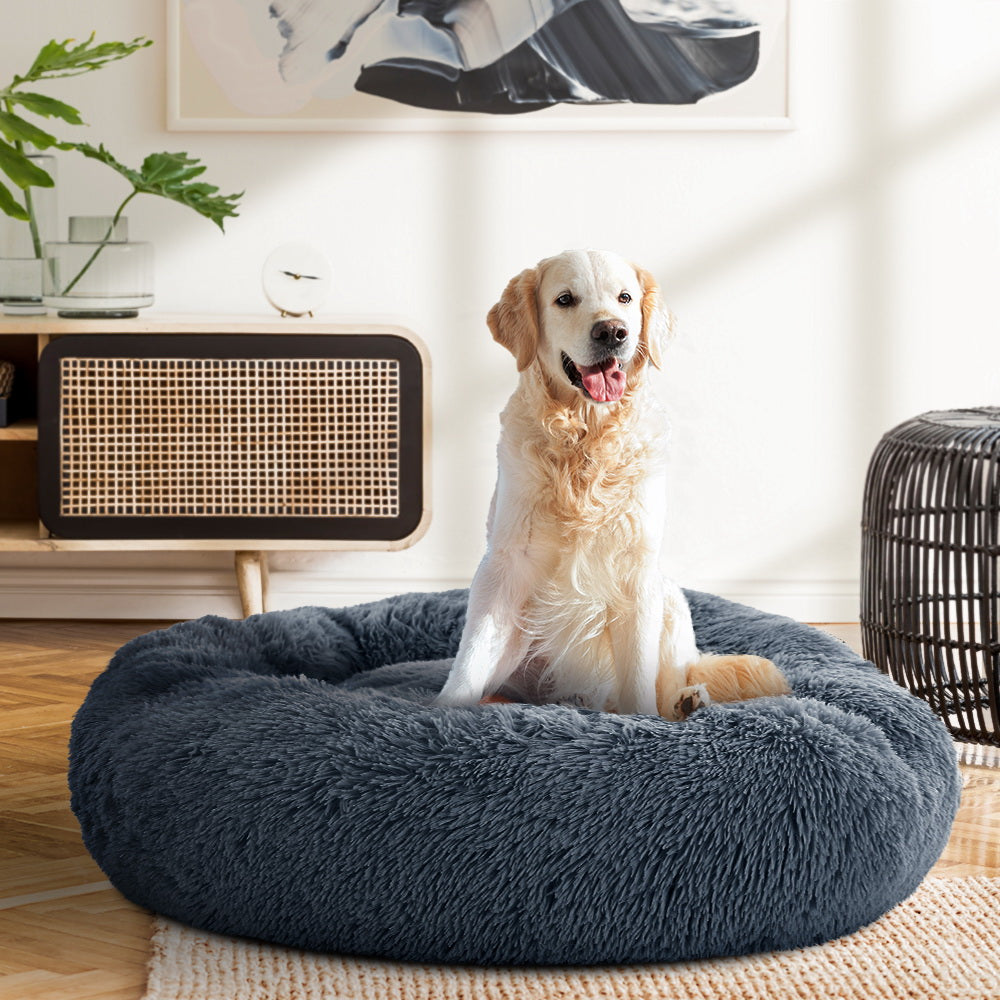Large Plush Pet Bed 90cm - Dark Grey - Homecoze