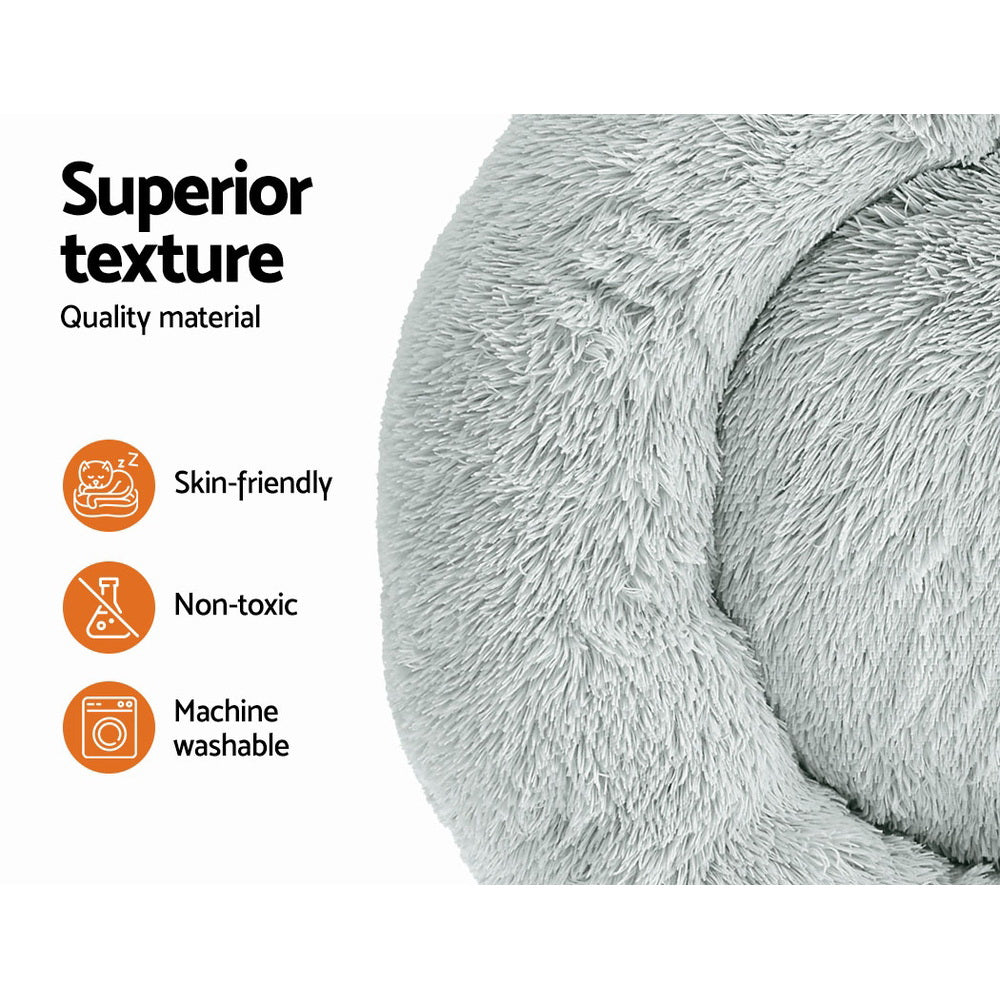 Large Plush Pet Bed 90cm - Light Grey - Homecoze