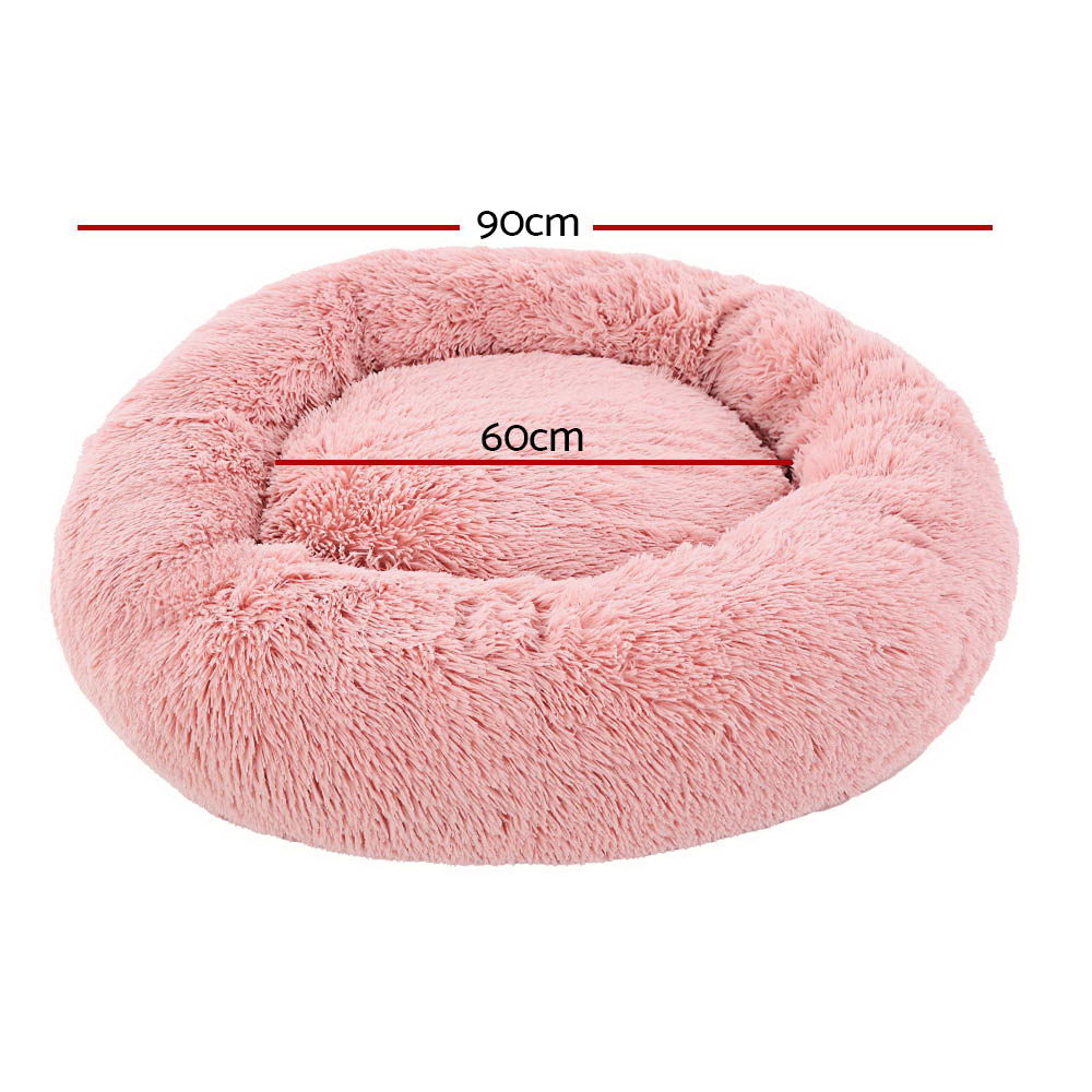 Large Plush Pet Bed 90cm - Pink - Homecoze