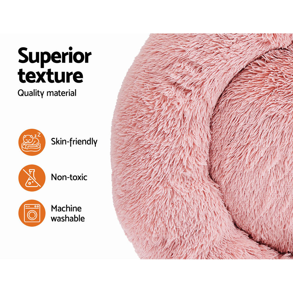 Large Plush Pet Bed 90cm - Pink - Homecoze