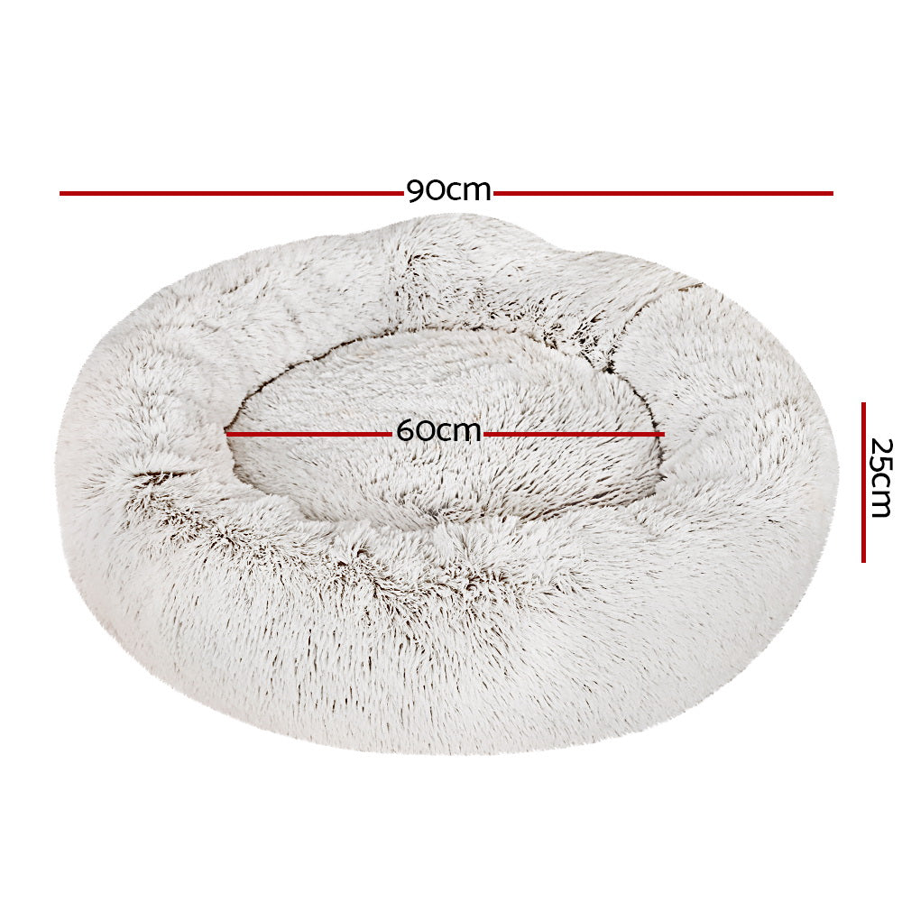 Large Pet Bed Extra Soft Fluffy Dog Bed 90cm - White