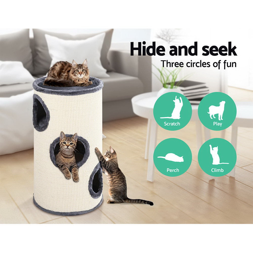 Small Cats Scratching Tree Post Tower Cat Condo House - 70cm Tall - Homecoze